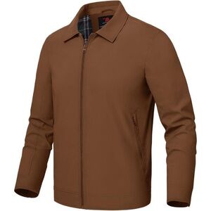 Men's Stylish Jackets Lightweight 01 Coffee Coat Front Closure Zip Up Pockets